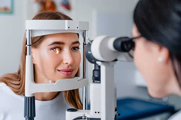 woman eye exam